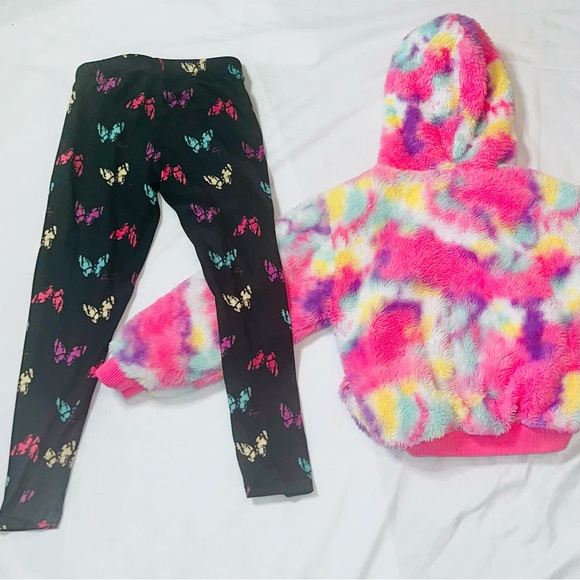 Betsy Johnson Hooded Sweatshirt Leggings 2pc outfit Girls XS Butterfly Rainbow - Picture 10 of 12